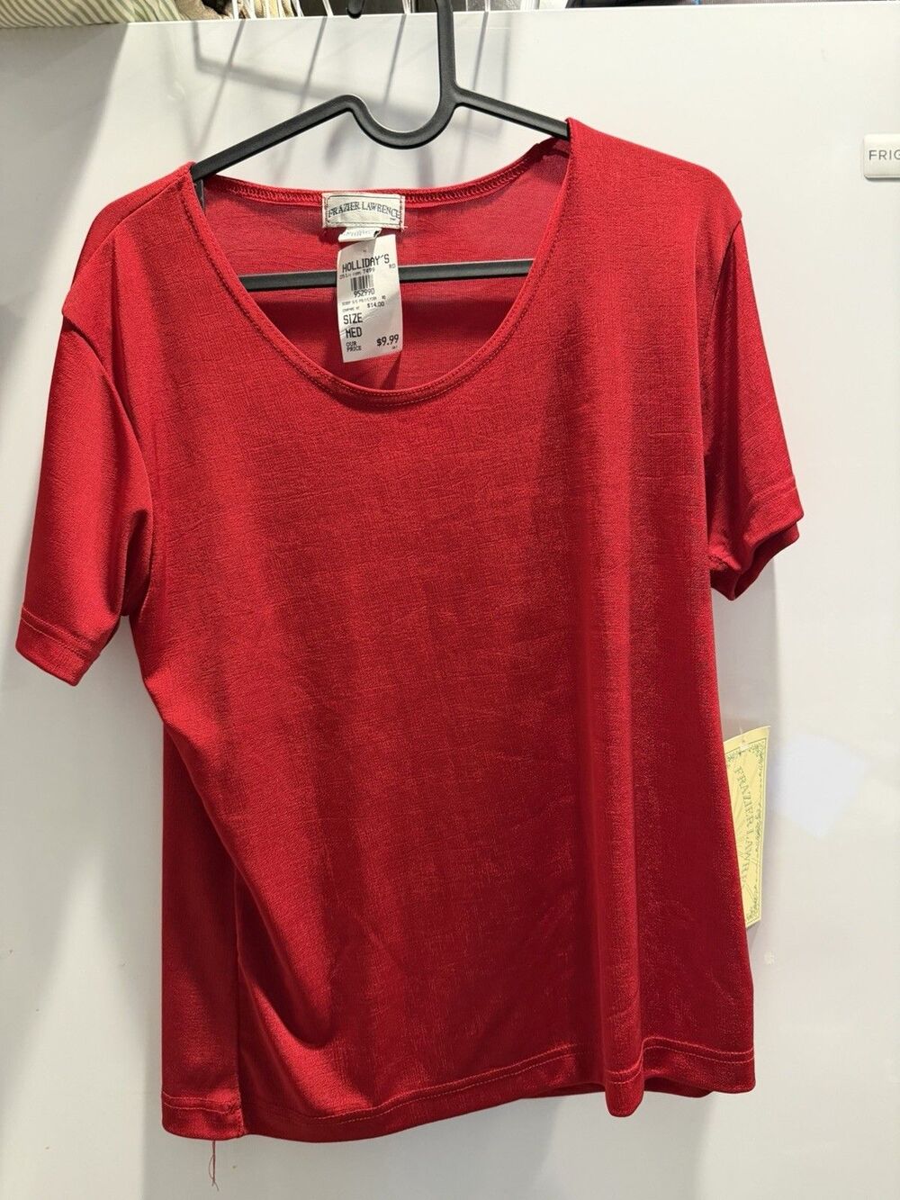 Frazier Lawrence Red Polyester Spandex Women's Scoop Neck T-Shirt M 7499-MR-CLR
